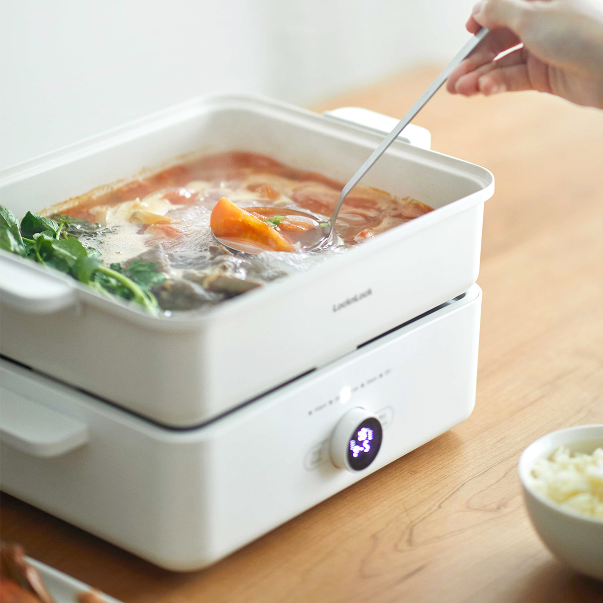 Nồi Lẩu Đa Năng Locknlock Bianco Electric Multicooker 4.5L, 220V, 50Hz, 1500W - Màu Ngà - EJP154IVY, , large image number 4